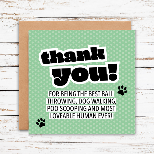 Card with 'thank you!' message on a green polka dot background