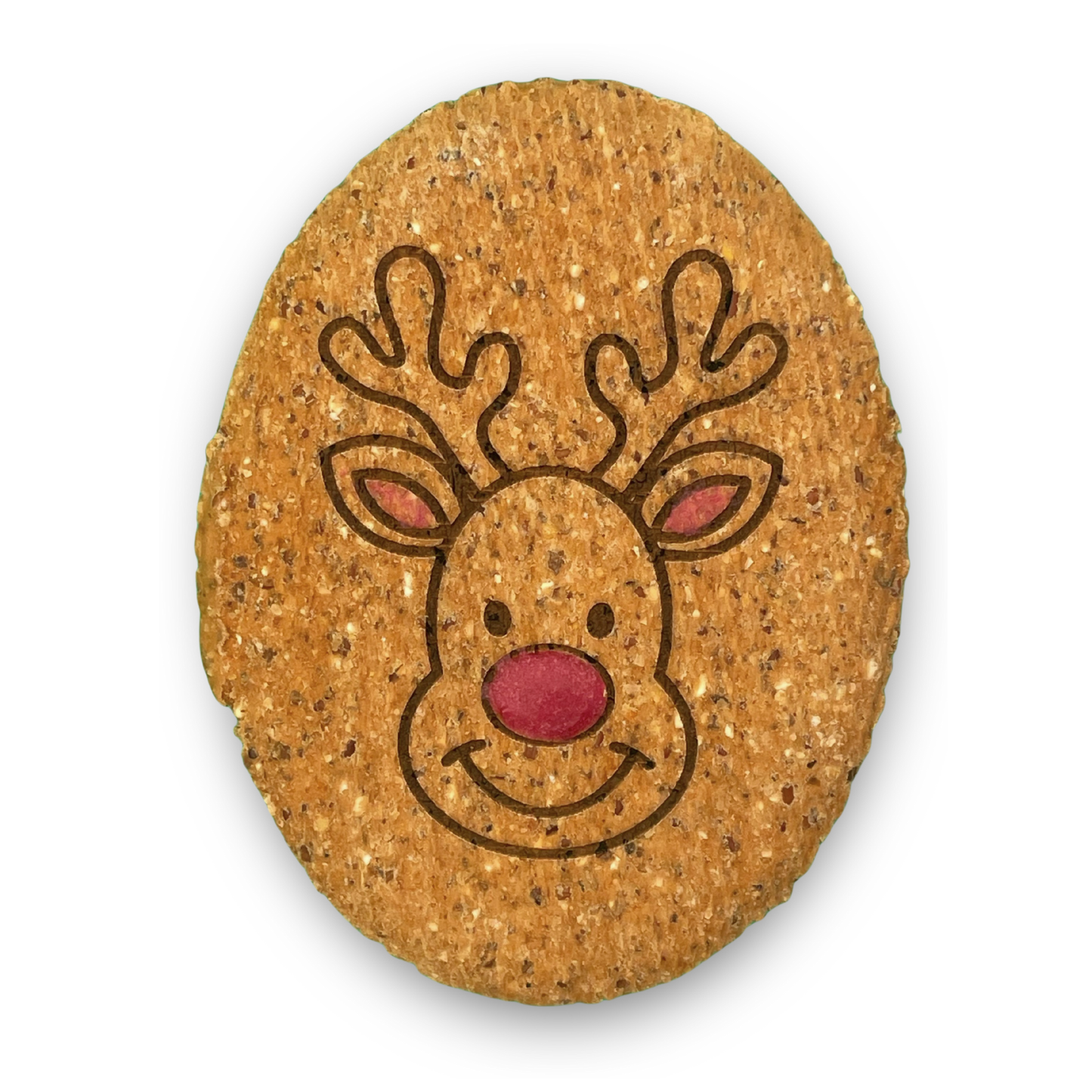 Dog Biscuitwith a reindeer design on a white background