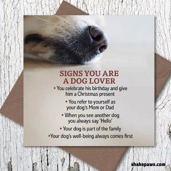 Signs You Are a Dog Lover greetings card