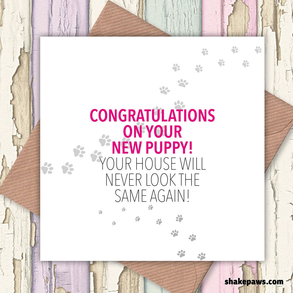 Congratulations on Your New Puppy – Your House will Never be the Same Again card, dog lovers, greetings cards, puppy card, new puppy card