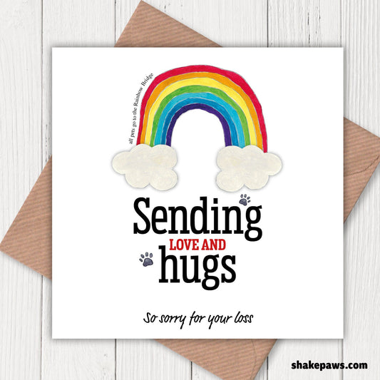 Sorry for your loss (Sending love and hugs) card, loss of dog, loss of loyal companion, loss of cat