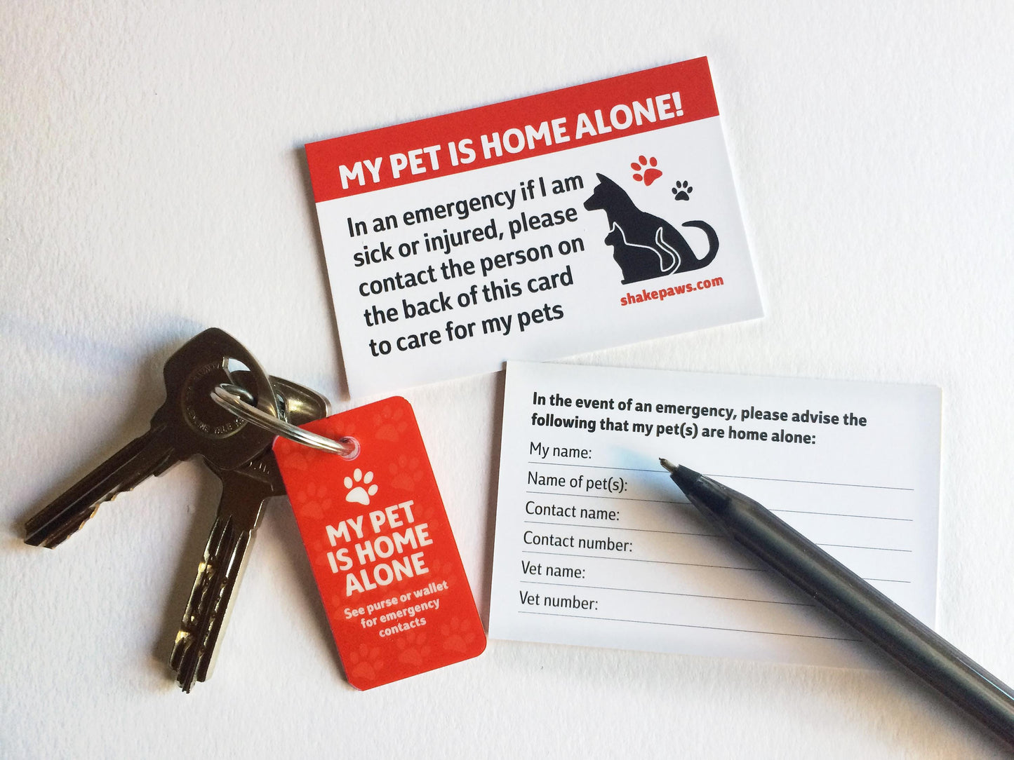 Shake Paws’ Home Alone Pet Safety Card, Christmas gifts, birthday gifts, ICE