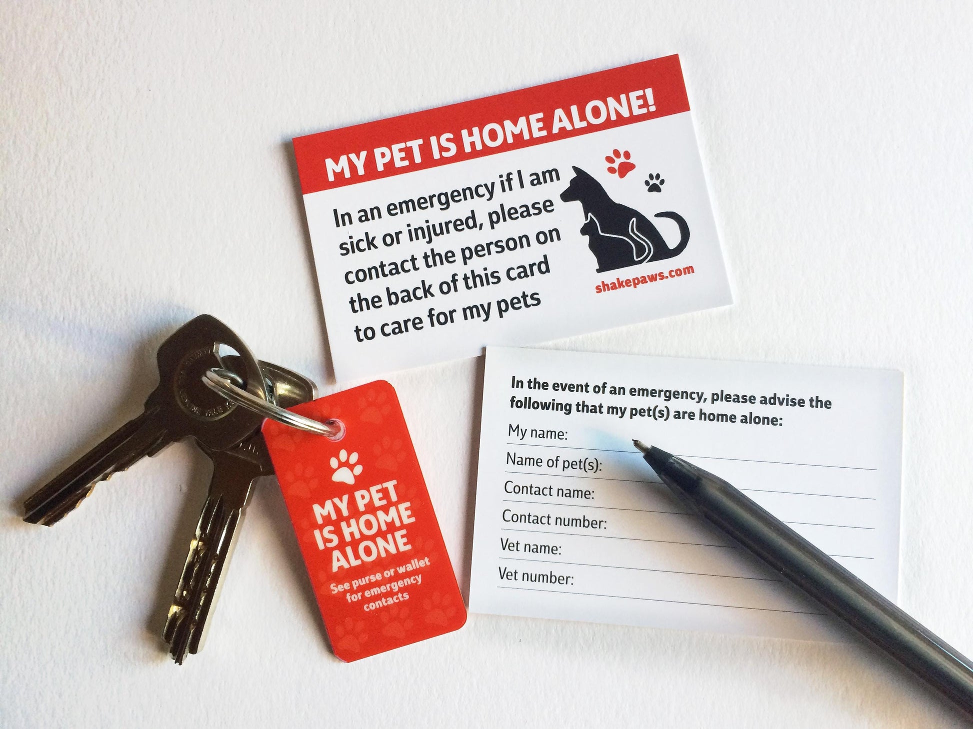 Shake Paws’ Home Alone Pet Safety Card, Christmas gifts, birthday gifts, ICE
